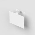 Blank white rectangular advertising PVC shelf Wobbler, mockup of plastic shelf dangler for shopping centres Royalty Free Stock Photo