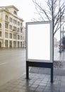 Blank white rectangular pylon stand on street mock up