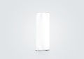 Blank white roll-up banner display mockup, side view,