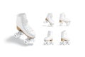 Blank white roller skates with wheels mockup, different views Royalty Free Stock Photo