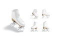 Blank white roller skates with wheels mockup, different views