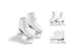 Blank white roller skates with wheels mockup pair, different views