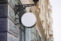 Blank white round box on architectural building mock up