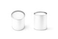 Blank white round can mockup set, isolated, 3d rendering.