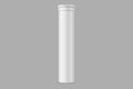 Blank White Round glossy aluminum or plastic tube with cap for effervescent or carbon tablets, pills, vitamins.