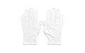 Blank white rubber gloves mockup lying, top view