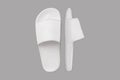 Blank white rubber sandal flip flop slippers template mockup isolated over grey background Royalty Free Stock Photo