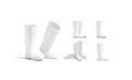 Blank white rubber wellington boots mockup, different views