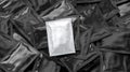 Blank white sachet packet on black big stack mockup