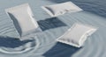 Blank White Sachets Floating on Rippled Water Surface Mockup Royalty Free Stock Photo