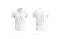 Blank white short sleeve button down shirt mockup, front back