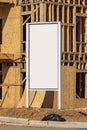 Blank White Sign In Front of New Apartment Construction Vertical Royalty Free Stock Photo