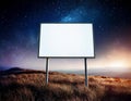 Blank white sign with outer space background Royalty Free Stock Photo