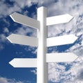 Blank white signpost on blue sky Royalty Free Stock Photo