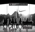 Blank and white Silhouette people with airport background