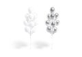 Blank white and silver round balloon bouquet mockup, front view