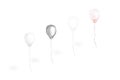 Blank white, silver, transparent pear balloon flying mockup, side view