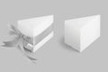 Blank white slice cake or sandwich or pizza box mockup packaging.