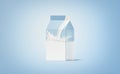 Blank white small carton pack milk splash mockup, blue background