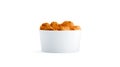 Blank white small food bucket with chicken wings mockup isolated