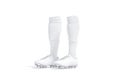 Blank white soccer boots with socks mock up, half-turned view