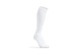 Blank white soccer socks toe mockup, half-turned view