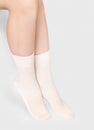 Blank white socks design mockup, isolated, clipping path. Pair sport crew cotton sock wear mock up. Long clear soft cloth stand