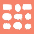 Blank white speech bubbles. Thinking balloon talks bubbling chat comment cloud comic retro shouting voice shapes. Royalty Free Stock Photo