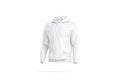 Blank white sport hoodie with hood mockup, side view