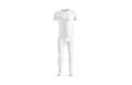 Blank white sport uniform with v-neck t-shirt and pants mockup Royalty Free Stock Photo