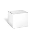 Blank white square carton box, realistic vector mockup. Paper package template. Mock-up for design Royalty Free Stock Photo