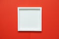 blank white square frame on red background Royalty Free Stock Photo