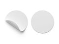Blank White Stickers Mockup, Round Circle Label, 3D Render, Isolated on White Background Royalty Free Stock Photo