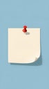 Blank White Sticky Note with Red Pushpin on Blue Minimal Background Royalty Free Stock Photo
