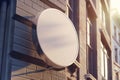 A blank white store sign outside a retail shop or cafe, restaurant Royalty Free Stock Photo