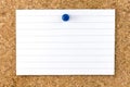 Blank White Striped Sheet Cork Board Pushpin Royalty Free Stock Photo