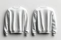 Blank white sweatshirt mockup. Front and back views. Suitable for design templates. Casual attire. Plain and simple. Blank design