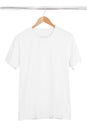Blank white t-shirt on hanger isolated on white background
