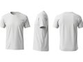 Blank white t-shirt mockup in three views isolated on white background Royalty Free Stock Photo