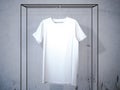 Blank white t-shirt on modern hanger. 3d rendering