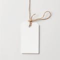 Blank White Tag with Twine on a White Background Royalty Free Stock Photo