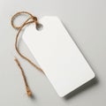 Blank White Tag with Twine on Gray Background Royalty Free Stock Photo