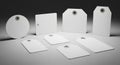 Blank White Tags Collection Round, Square, and Rectangular Labels with Grommets Royalty Free Stock Photo