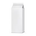 Blank white tall gable top carton realistic vector mockup. Paperboard box for milk, juice or other food product mock-up Royalty Free Stock Photo