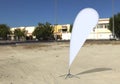 Blank white teardrop bow flag outdoor advertising shield beach flag banner or vertical wind banner mock up template.