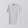 Blank White Textile Tshirt Isolated Center Gray Empty Background.Mockup Highly Detailed Texture Materials.Clear Label