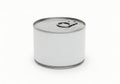 Blank white tin can with pull tab on white background Royalty Free Stock Photo