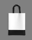 Blank white tote bag mock up design on grey background