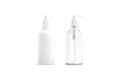 Blank white and transparent plastic pump bottle mockup, isolated