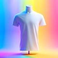 Blank White TShirt Mockup Rainbow Gradient Background Apparel Design Template Clothing Presentation Royalty Free Stock Photo